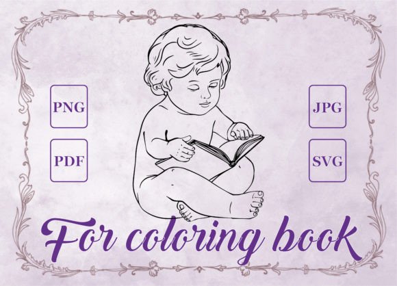 Angel Baby Adult Coloring Book Vector: Graphics & Coloring Pages Amp