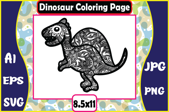 Dinosaur Mandala Coloring Pages 6: Graphics for Creative Brands