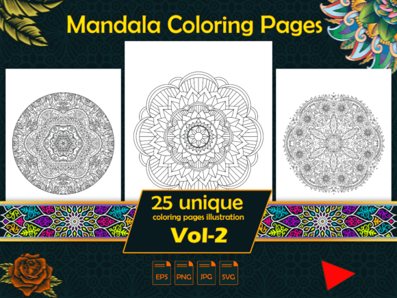 Mandala Coloring Pages Vol-2 Interiors: Graphics & Coloring Pages Amp