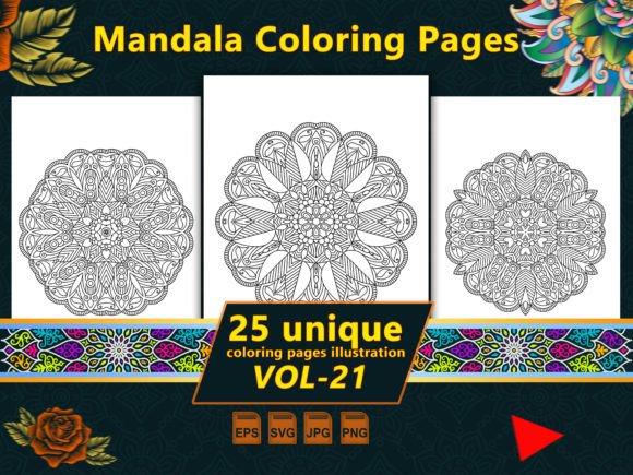 Mandala Coloring Pages Vol-21 Interiors: Graphics & Coloring Pages Amp