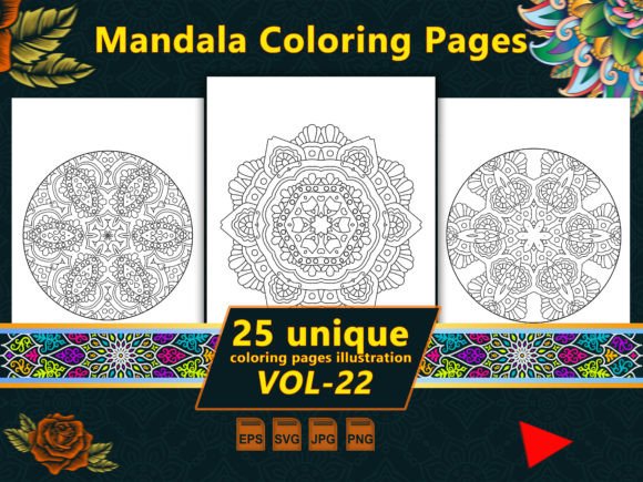 Mandala Coloring Pages Vol-22 Interiors: Graphics & Coloring Pages Amp