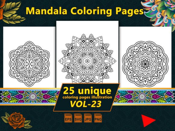 Mandala Coloring Pages Vol-23 Interiors: Graphics & Coloring Pages Amp