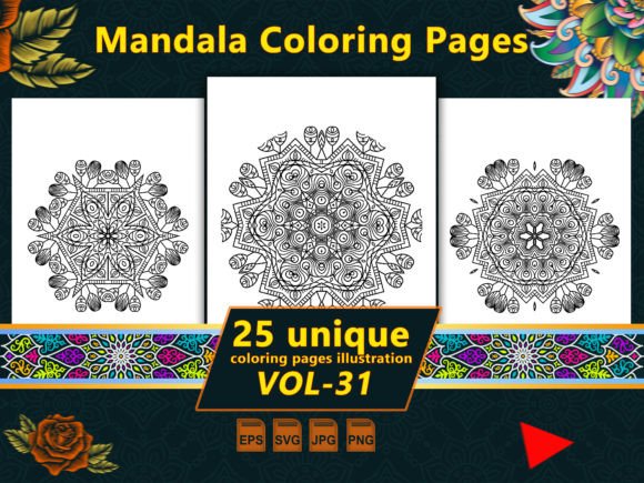 Mandala Coloring Pages Vol-31 Interiors: Graphics & Coloring Pages Amp