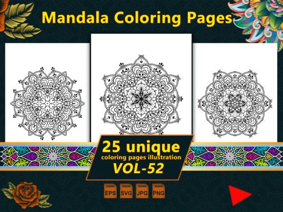 Mandala Coloring Pages Vol-52 Interiors: Graphics & Coloring Pages Amp