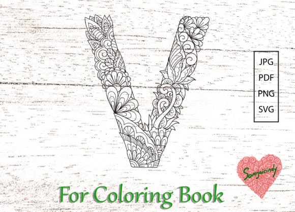 Mandala Letter V: Graphics & Coloring Pages Amp