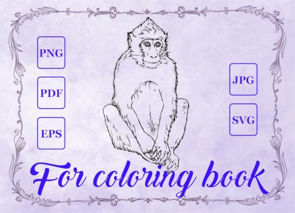 Monkey Animals Coloring Book Graphics & Amp Pages