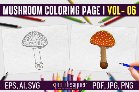 Mushroom Coloring Page 06: Graphics & Coloring Pages Amp