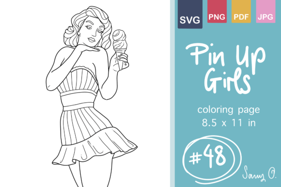 Vintage Pin Up Girls Graphics & Coloring Pages Amp