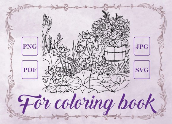 Wooden Flowerpot Adult Coloring Book: Graphics & Coloring Pages Amp